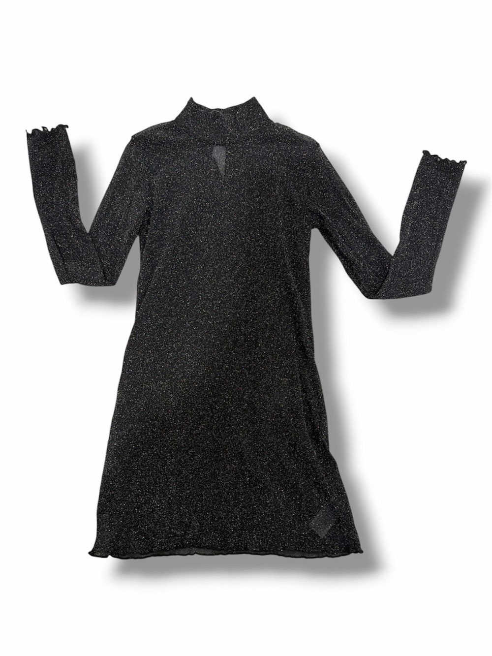 art class Black Glitter Long Sleeve Mock Neck Dress